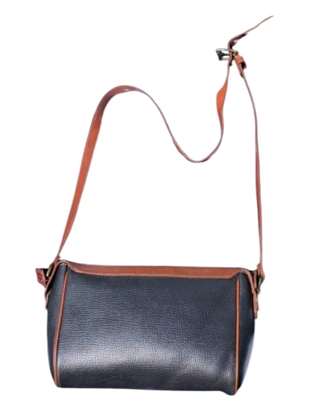 Rare Vintage Coach Dakota Black Leather Interior with Brown Trim Crossbody
